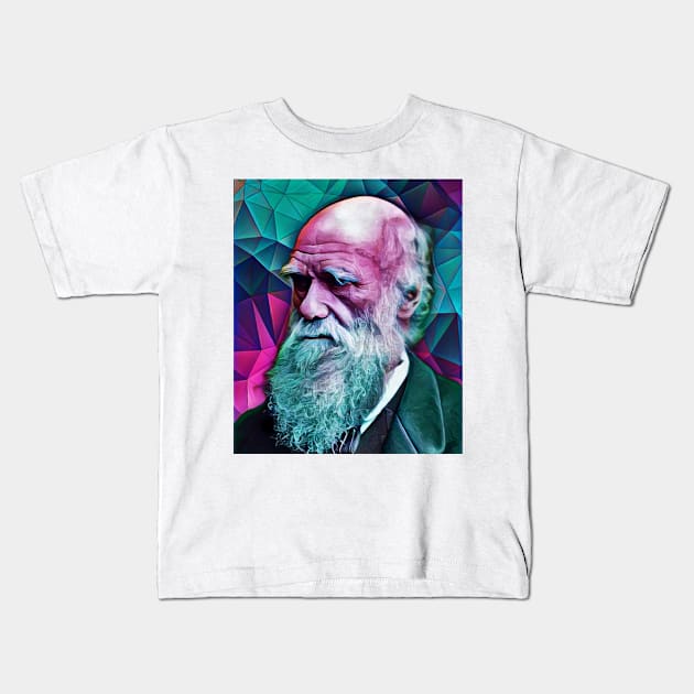 Charles Darwin Portrait | Charles Darwin Artwork 8 Kids T-Shirt by JustLit